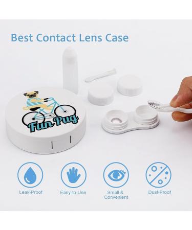 Cute Pug Round Case For Contact Lens Kit Storage Box with Mirror Printed - Buy Online on GoSupps.com