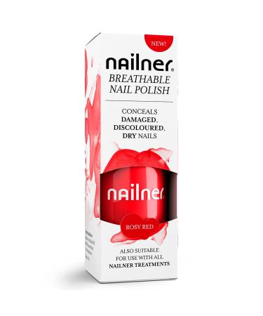 Nailner Breathable Nail Polish 8 ml - Gentle Nail Varnish Suitable for Use with All Nailner Fungal Nail Treatments - Conceals Dry Damaged Discoloured or Brittle Nails - Rosy Red Gel Nail Polish