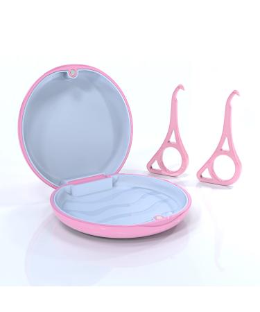 Aligner Case with Magnetic Closure and Textured Liner Solid Orthodontic Retainer Case with 2Pcs Aligner Removal Tools for Invisalign Aligner Night Guard (Pink + Pink)