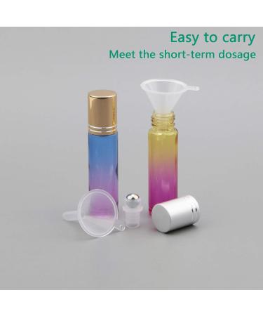Rowiz 10PCS 10ml Gradient Color Glass Bottle Leakproof Glass Bottle Essential Oil Roller Bottles Set With Stainless Steel Balls And Gold or Silver Screwcap For Perfume & Aromatherapy Oils Blue-purple and Yellow-rose Red Gradient - Buy Online on GoSupps.com