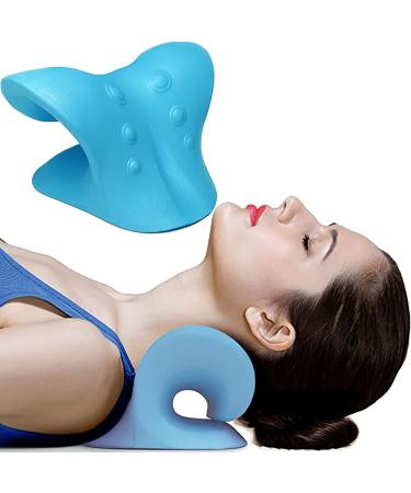 LUREASY Neck and Shoulder Relaxer, Neck Cloud - Cervical Traction Device, Pain Relief, Hump Corrector, Massager Traction Pillow, Neck Stretcher (Blue)