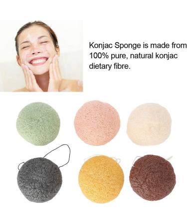 Filfeel 6-Piece Konjac Facial Sponge Set - Gentle Exfoliating & Cleansing Sponges for Skin Care - Round Shape - Buy Online on GoSupps.com