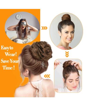 MORICA Messy Hair Bun Scrunchie Extension in Dark Brown - Women's Curly Wavy Synthetic Chignon Updo Hairpiece - Buy Online on GoSupps.com