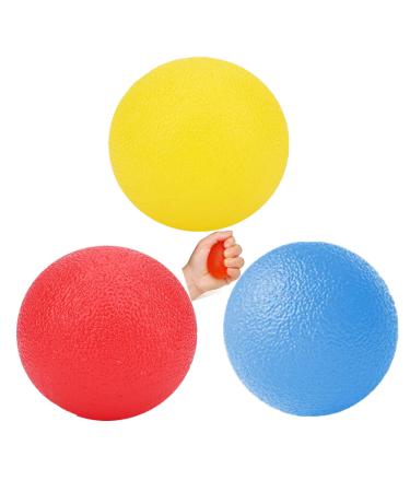 3pcs Stress Relief Ball Multiple Resistance Therapy Exercise Gel Squeeze Balls Kits for Hand Finger Wrist Muscles Arthritis Grip Exerciser Strengthening