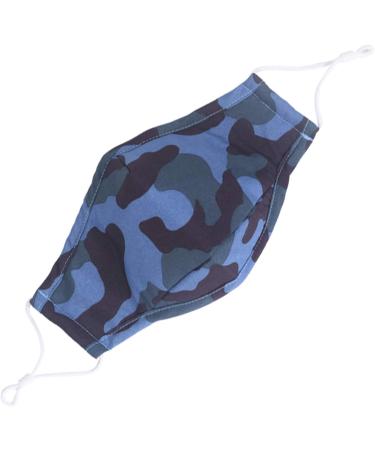 Unisex Anti-Pollution Cloth Face Mask - Washable & Reusable Adult Size - Blue Camo Design - Buy Online on GoSupps.com