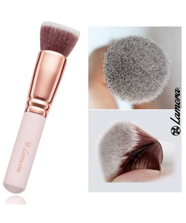 Flat Top Kabuki Foundation Brush | Premium Makeup Face Brush for Liquid, Cream, Powder | Blending, Buffing, Stippling | Pro Quality Synthetic Dense Bristles - Rose - Buy Online on GoSupps.com