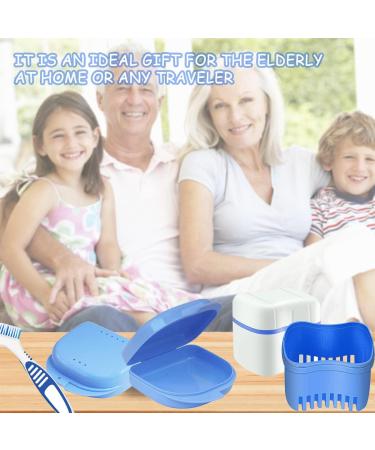 Prosthesis Storage Box & Cleaner Brushes Set - Blue | Presses Container for False Teeth Care - Buy Online on GoSupps.com