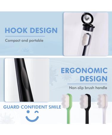 Selene S-Shape Extra Soft Toothbrushes - 20 000 Bristles for Sensitive Gums Ideal for Kids Pregnant Women & Elderly (3 Pcs) - Green Black White - Buy Online on GoSupps.com