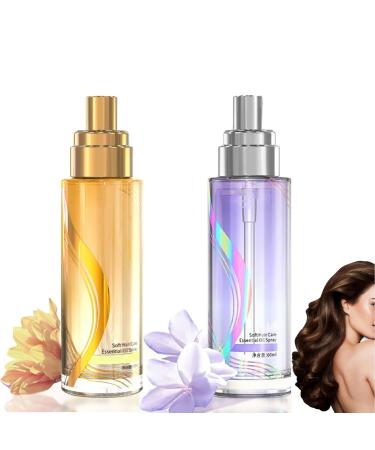 Long-Lasting Lightweight Hair Soft Essential Oil Spray Protein Smoothing Cream Smooth Frizz and Add Shine Long Lasting Refreshing Lightweight Hair Oil Mist for Split Ends Frizzy Hair (A+B)