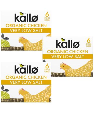 Kallo Chicken Very Low Salt Stock Cubes 38g (3 Pack Bundle)