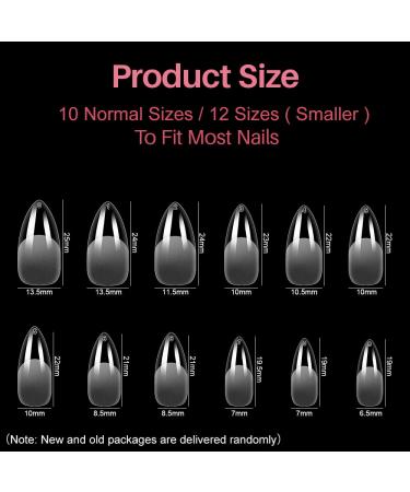 Zifuton Press on Nails Almond - 600 Soft Gel Tips for DIY Nail Art | Full Cover Transparent Fake Nails for Nail Studios - 10 Sizes Available - Buy Online on GoSupps.com