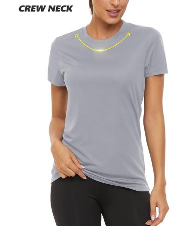 TACVASEN Women's Short Sleeve UPF 50+ Sun Protection Shirt - Light Grey, Medium - Buy Online on GoSupps.com