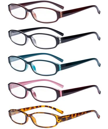 Eyekepper 5 Pack Reading Glasses - Great Value Small Readers for Women Reading +3.00 +3.00 5 Pairs Mix