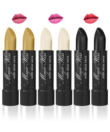 Magic Kiss Color Changing Matte 6 Piece Lipstick Set infused with Aloe Vera Made in USA (Colors of Aloha 6)