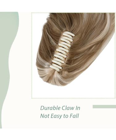 Sego 45cm Wavy Ponytail Hair Extension Voluminous Claw Clip in Ash Brown & Bleach Blond | Synthetic Braided Hair Piece (140g) - Buy Online on GoSupps.com