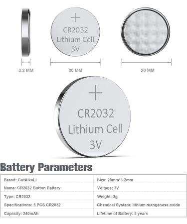 Buy GutAlkaLi 5 Pack CR2032 Batteries | High Quality 3V Coin Battery for International Shipping - Buy Online on GoSupps.com