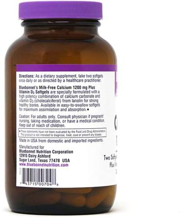 Bluebonnet Nutrition Milk-Free Calcium 600 mg - 120 Softgels | Bone Health Supplement - Buy Online on GoSupps.com