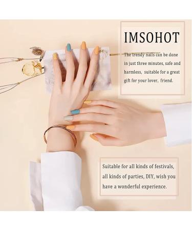 IMSOHOT 24Pcs Cute Peach Oval Press on False Nails - Glossy Full Cover Design for Women and Girls - Buy Online on GoSupps.com