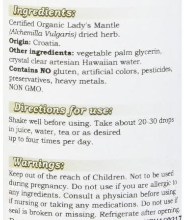 Organic Lady's Mantle Liquid Extract - Alcohol-Free Herbal Supplement 2oz - Hawaii Pharm Glycerite - Buy Online on GoSupps.com