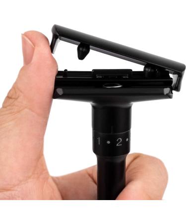 QSHAVE Matte Black Adjustable Safety Razor - Classic Double Edge Razor with 1 Blade | Perfect for a Smooth Shave | International Shipping Available - Buy Online on GoSupps.com