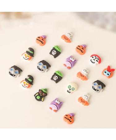 FEIlei 20Pcs Halloween Resin Nail Charms Pumpkin Wizard Skull Nail Art Decorations - Buy Online on GoSupps.com