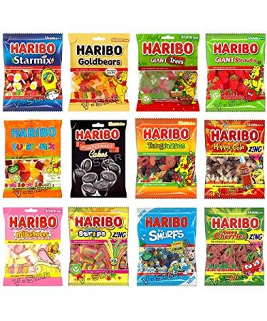 12 Mixed HARIBO Sweets Bags (140G) Random Mied Flavours of Sweets Bag - VSTAR