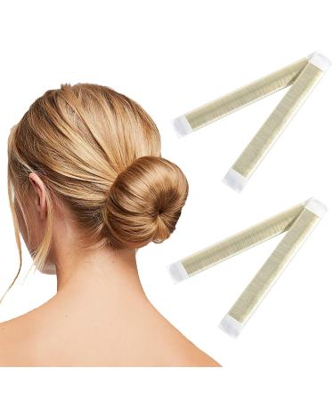 2 Pcs Magic Hair Bun Maker Fast & Easy Donut Bun Maker French Twist Hair Fold Wrap Snap Band for Girls Women (Beige) - Buy Online on GoSupps.com