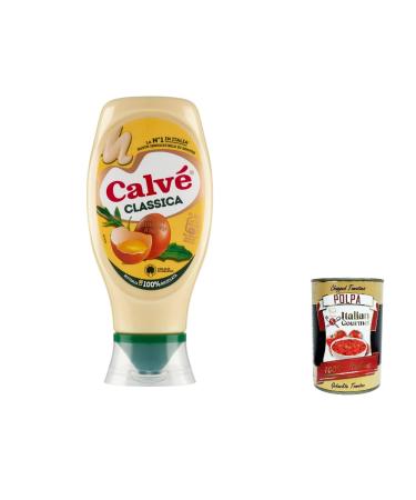 Italian Gourmet E.R. Calv Classic Mayonnaise 430ml Sunflower Seed Oil - Ideal for Sandwiches and Canapes No Preservatives and Sugar Gluten Free Vegetarian + Italian Gourmet Polpa 400g (Pack of 12)