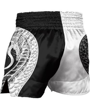 Men's Gold Viper Snake Skin Muay Thai Boxing Shorts - Large Black/White - Buy Online on GoSupps.com
