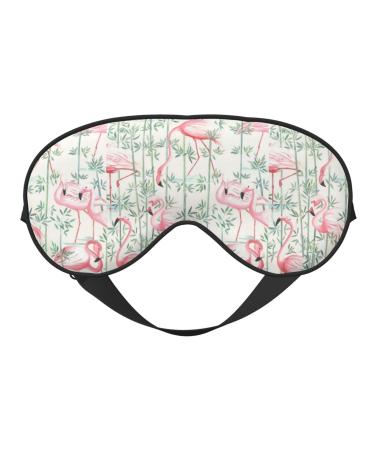 Floral Flamingo Botany Print Soft Imitation Silk Eye Shade Cover Mask Adjustable Night Blindfold 4 X 7.9 in