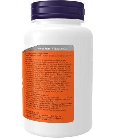 NOW - Acetyl L-Carnitine 500mg 100 vcaps - Buy Online on GoSupps.com