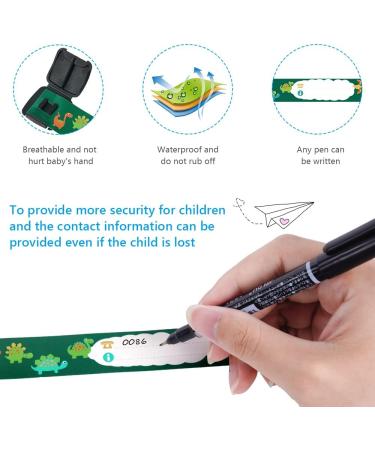 Vicloon Safety Wristband Bracelets 8 Pcs - Child Kids ID Bracelet with Pen - Anti Lost & Waterproof - Dinosaur and Spaceship Design - Buy Online on GoSupps.com