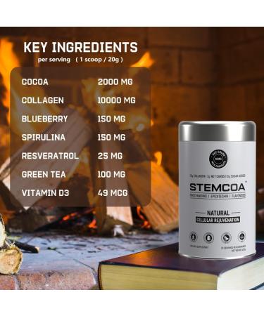 Stemcoa NCR1 - Natural Cellular Renewal & Rejuvenation Milk Chocolate Flavor Hydrolyzed Bovine Collagen Powder with Cocoa & Resveratrol Non-GMO Gluten Free & Keto Diets - Buy Online on GoSupps.com