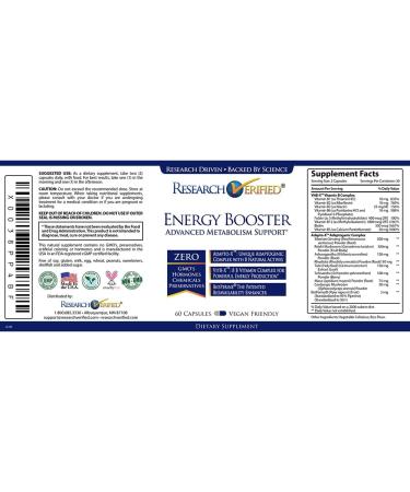 Buy Research Verified Energy Booster - Natural Caffeine-Free Support with B Vitamins & Adaptogens - 360 Capsules - 6 Month Supply - Buy Online on GoSupps.com