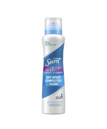 Secret Outlast Dry Spray Antiperspirant Deodorant for Women Sweat & Odor Protection PH Balancing Minerals Invisible Instant Dry Completely Clean Scent 4.1 oz