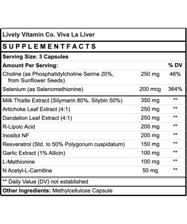 LIVELY VITAMIN CO. Viva La Liver - Detox & Cleanse - Enhance Liver Function Immunity & Cognitive Clarity - 90 Capsules for Healthy Weight & Inflammation Support - Buy Online on GoSupps.com
