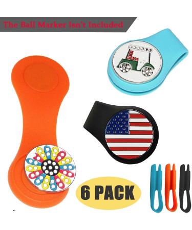 FINGER TEN Golf Ball Marker Hat Clip Magnetic Set - 6 Silicone Hat Clip (Black&Blue&Orange) - Durable & Removable - Value Pack (3, 6, 9, 12) - Attaches Easily to Hats, Caps, Belt - Silver - Buy Online on GoSupps.com