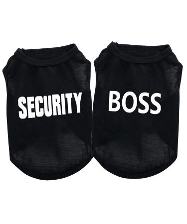 2Pack Cotton Dog Shirt for Small Dog Boy Pet Clothes Boss/Security Puppy Black Vest T-Shirts Cat Top Tee Breathable Stretchy 14 Large