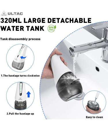 Premium Water Dental Flosser - Portable Rechargeable Oral Irrigator with 7 Tips 4 Modes IPX7 Waterproof 320ml Tank - Ideal for Travel (White - Buy Online on GoSupps.com