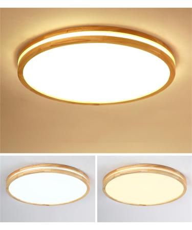 Buy Ghiycotdl 40cm Dimmable LED Ceiling Light - Modern Wood Round Lamp for Bedroom Living Room & Office - 24W 3000K-6000K - Buy Online on GoSupps.com
