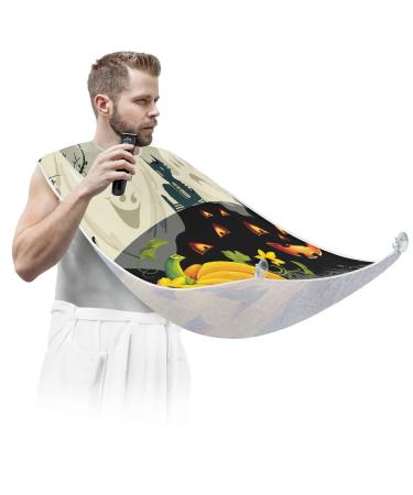 Beard Bib Apron Beard Bib Hair Catcher for Men Shaving and Trimming Non-Stick Waterproof Beard Cape Grooming Cloth Halloween Haunted House
