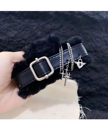 Plush Hair Claw Clips Gothic Leathers Winter Hair Barrettes Non-Slip Hair Clips Punk Girls Hair Accessories Hair Barrettes For Women Thick Hair - Buy Online on GoSupps.com