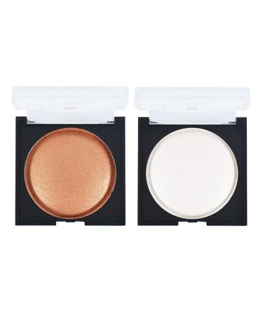 OBLHER Face illuminator Highlighter and Lightweight Shimmer Bronzer Fine Powder Glow Kit(White & Bronzer ), Retouching Facial Contours Hypoallergenic Long-lasting Makeup Sweatproof and Waterproof, Cruelty Free face-bronzers 3