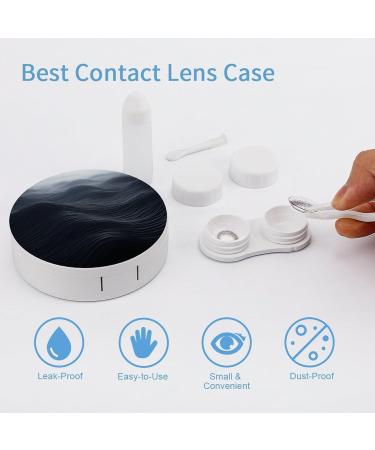 Deep Black Waves Print Contact Lens Case | Travel-Friendly Lens Care Box - Buy Online on GoSupps.com