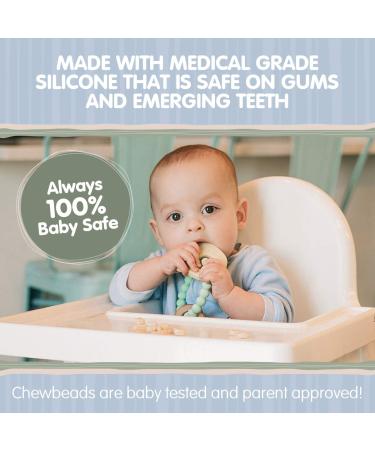 Chewbeads Brooklyn Teething Toy - Silicone & Wood Teether for Infants, Babies & Toddlers - Grey - Buy Online on GoSupps.com