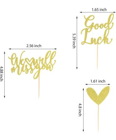 Arthsdite 24Pcs We Will Miss You Cupcake Toppers Glitter Red Love Heart Good Luck Cupcake Picks Retirement Theme Going Away Party Cake Decorations - Gold Glitter Gold Cupcake Toppers - Buy Online on GoSupps.com