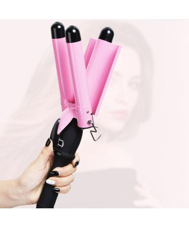Professional 3 Barrel Curling Iron Hair Waver - 1 Inch Ceramic Curler with LCD Display (Pink) | Perfect for Gorgeous Waves | International Shipping Available - Buy Online on GoSupps.com
