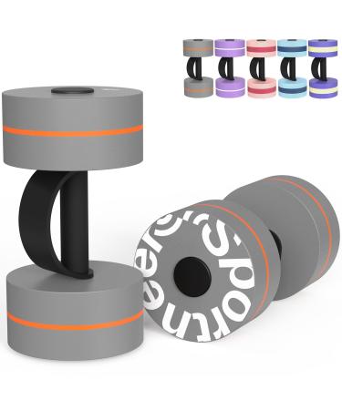 Sportne water weight aquatic exercise dumbbells water dumbbell aerobic workouts set from 2 eva foam pool weight dumbbells set aqua fitness dumbbell equipment for water aerobics weight loss gray and orange