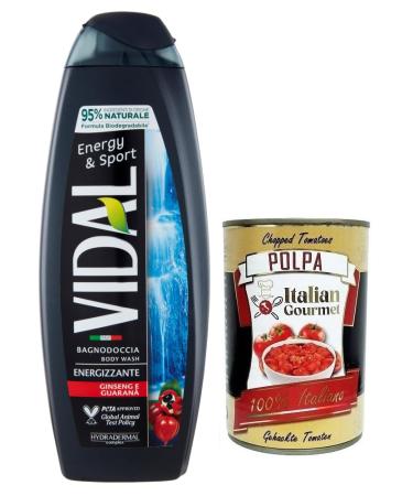 Italian Gourmet E.R. Vidal Energy & Sport Shower Gel with Ginseng and Guarana 500 ml + Italian Gourmet Tomato Pulp 400 g