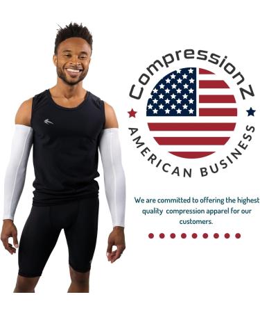 CompressionZ UV Protection Compression Arm Sleeve White 1p M for Men & Women - Buy Online on GoSupps.com